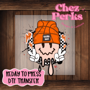 Game Day Basketball Beanie Drippy Smiley DTF TRANSFER