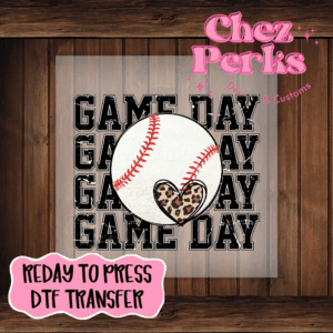 Stacked Gameday Baseball Leopard Heart DTF TRANSFER