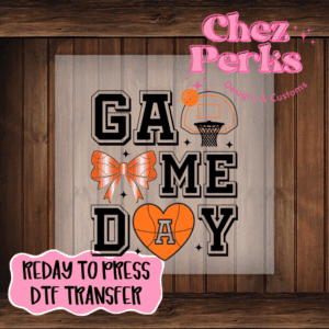 Black and Orange Basketball Game Day Bow DTF TRANSFER