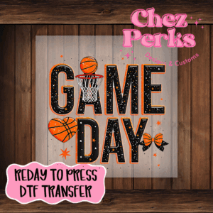 Black and Orange Basketball Game Day DTF TRANSFER