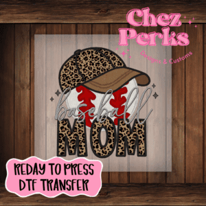 Baseball Mom Leopard Cap DTF TRANSFER