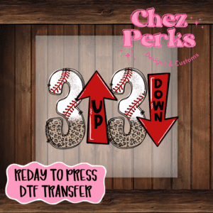 Baseball Leopard 3 Up 3 Down DTF TRANSFER