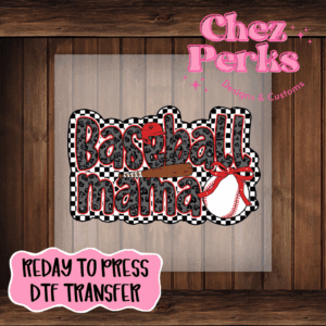 Checkered Leopard Baseball Mama DTF TRANSFER