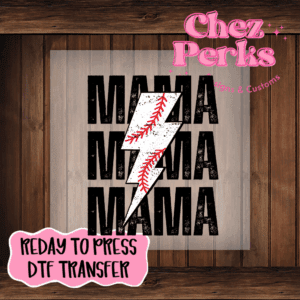 Stacked Mama Baseball Bolt DTF TRANSFER