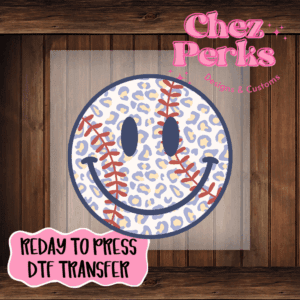 Leopard Baseball Smiley DTF TRANSFER