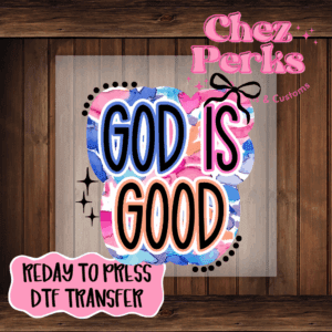 Watercolor God Is Good Black Bow DTF TRANSFER