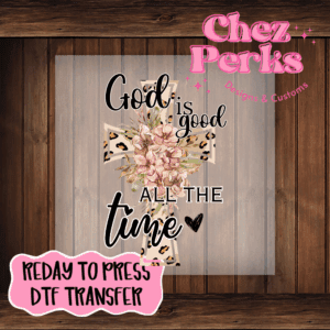 God Is Good Leopard Cross DTF TRANSFER