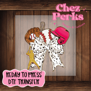 Baseball Dalmatian Bow DTF TRANSFER