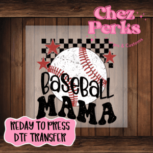 Baseball Mama Checkered Background DTF TRANSFER