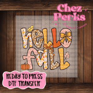 Hello Fall Brown Checker DTF TRANSFER
