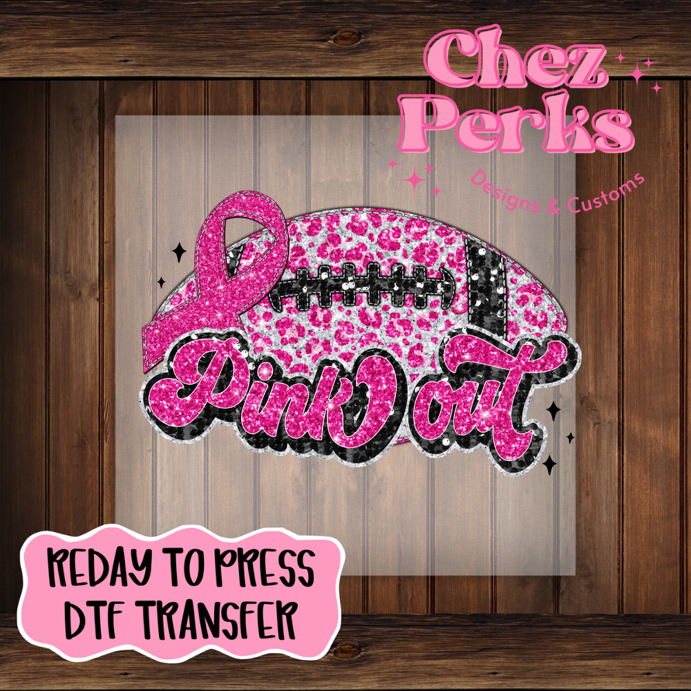 Pink Out Leopard Football DTF TRANSFER