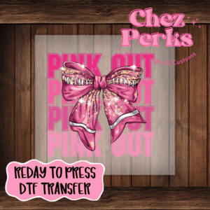 Pink Out Football Bow DTF TRANSFER