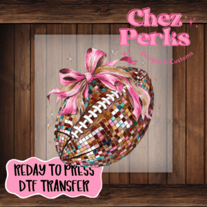 Disco Football With Pink Bow DTF TRANSFER