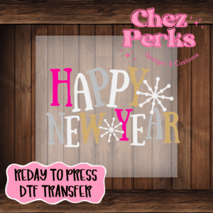 Happy New Year Pink Stars DTF TRANSFER