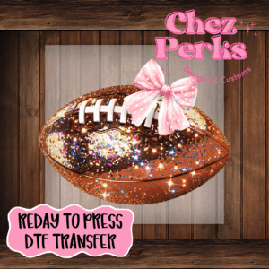 Sparkle Football Pink Bow DTF TRANSFER