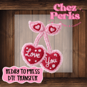 Faux Yarn Love You Cherries DTF TRANSFER