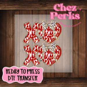 Watercolor XOXO Heart Bow DTF TRANSFER