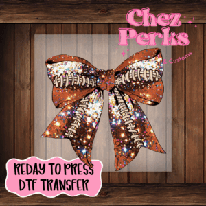 Sparkle Football Bow DTF TRANSFER