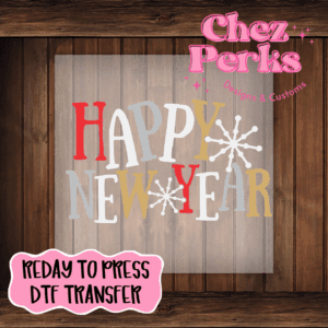 Happy New Year Red Stars DTF TRANSFER