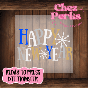 Happy New Year Blue Stars DTF TRANSFER