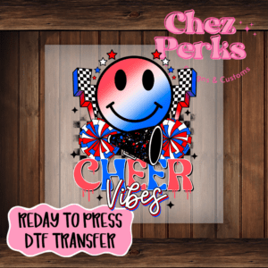 Cheer Vibes Patriotic Smiley  DTF TRANSFER