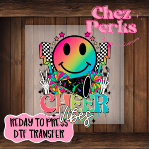 Cheer Vibes Rainbow Smiley  DTF TRANSFER