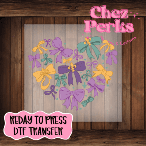Mardi Gras Coquette Heart DTF TRANSFER
