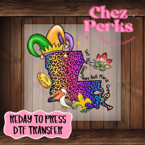 Mardi Gras LA Leopard DTF TRANSFER
