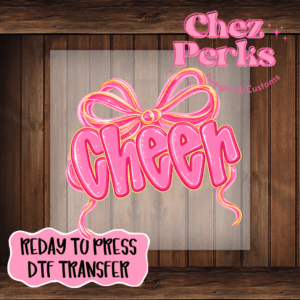 Cheer Pink Bow DTF TRANSFER
