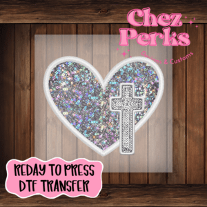 Pink Heart Cross DTF TRANSFER