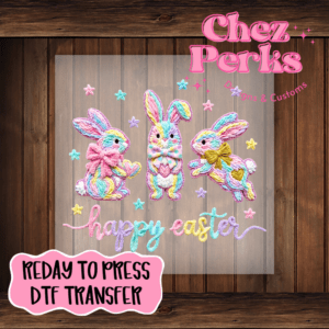 Happy Easter Pastel Bunnies DTF TRANSFER