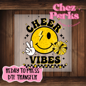 Cheer Vibes Yellow Smiley  DTF TRANSFER