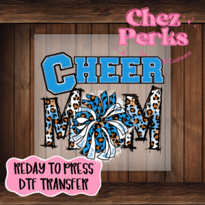 Cheer Mom Blue Leopard DTF TRANSFER