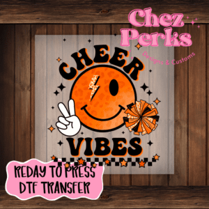 Cheer Vibes Orange Smiley DTF TRANSFER