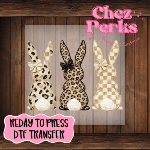 Leopard And Checker Easter Bunny DTF TRANSFER