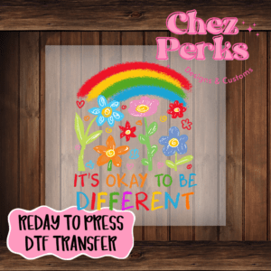 It's Ok To Be Different Autism Rainbow DTF TRANSFER