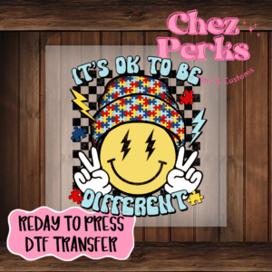 It's Ok To Be Different Smiley DTF TRANSFER