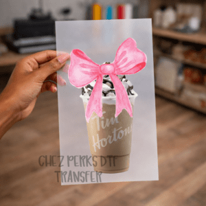 Tim Hortons Chocolate Big Pink Bow DTF TRANSFER