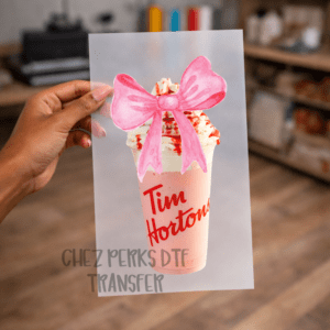 Tim Hortons Strawberry Shake Big Pink Bow DTF TRANSFER