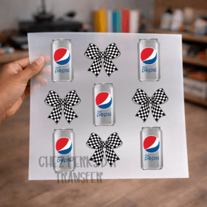 Diet Pepsi Checker Bows DTF TRANSFER