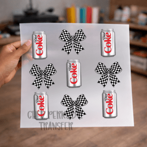 Diet Coke Checker Bows DTF TRANSFER