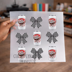 Diet Dr. Pepper Checker Bows DTF TRANSFER