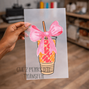 Dunkin Ice Coffee Pink Bow DTF TRANSFER