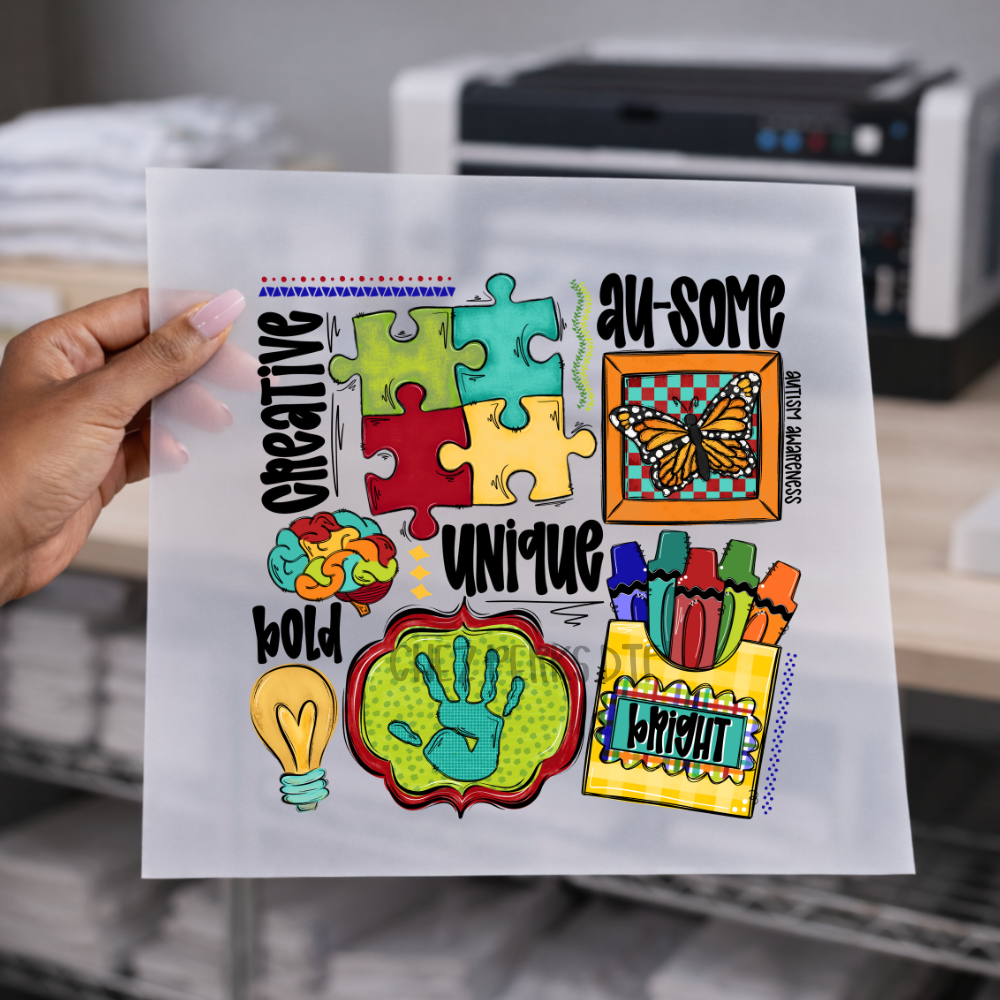 Autism Awareness Doodle Collage DTF TRANSFER