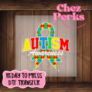 Autism Awareness Puzzle Ribbon DTF TRANSFER
