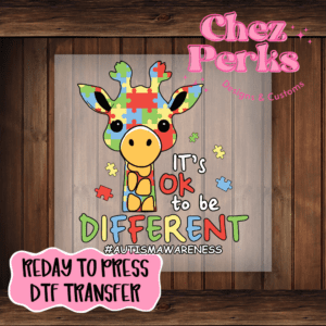 It's Ok To Be Different Giraffe DTF TRANSFER