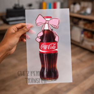 Coca Cola Glass Pink Bow DTF TRANSFER