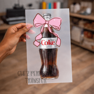 Diet Coke Glass Pink Bow DTF TRANSFER