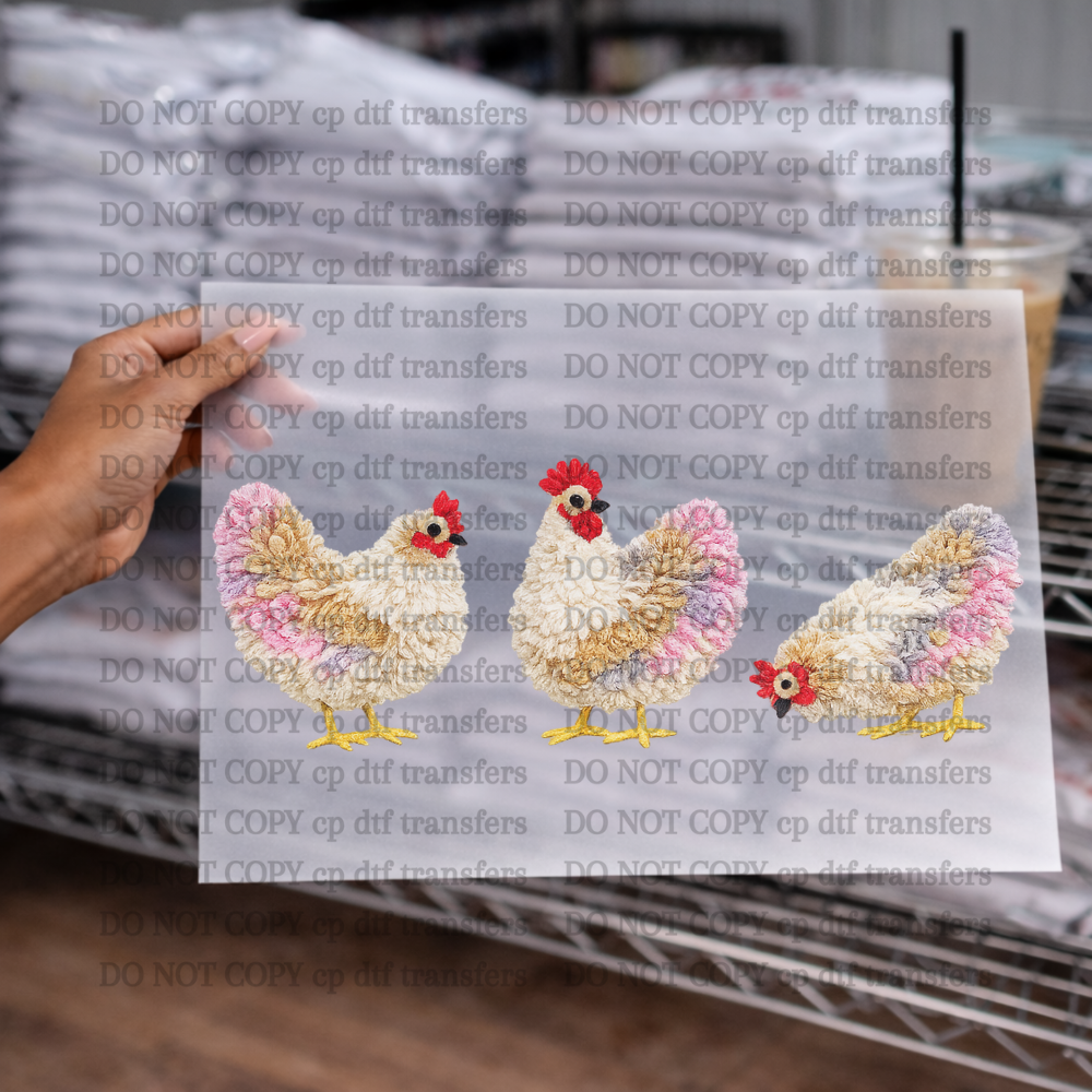 Faux Yarn Chicken Pink DTF TRANSFER