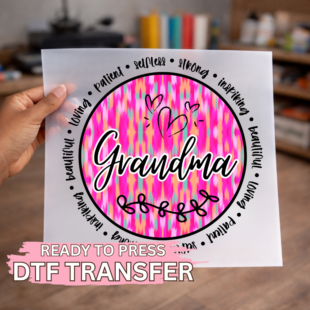 Grandma Pink Bright Brush Stroke DTF TRANSFER